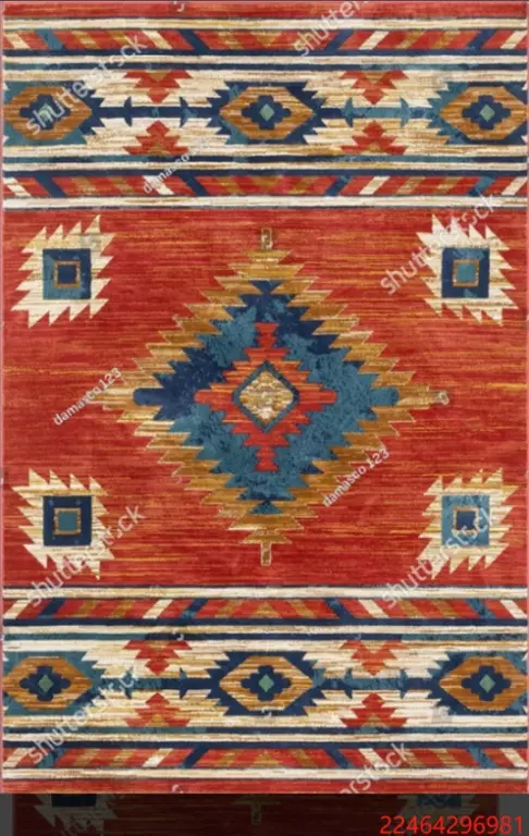 Traditional Red Southwestern Rug Bohemian Ethnic Design Carpet 