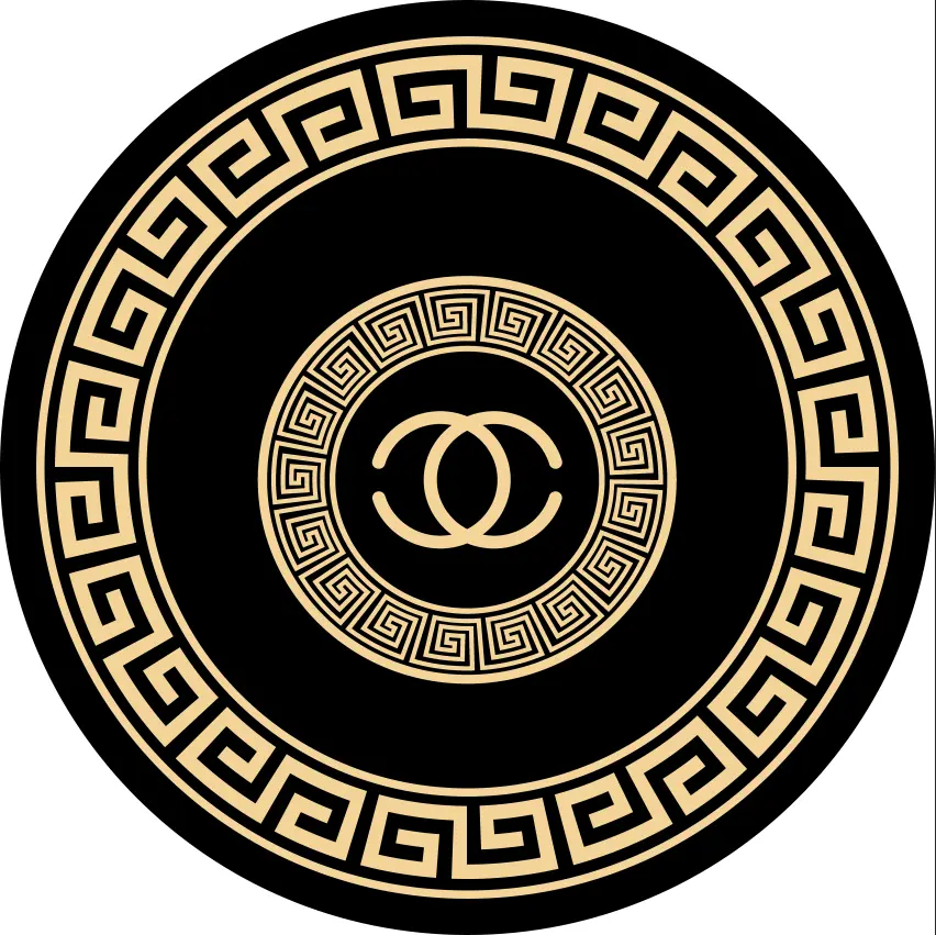 Luxury Design Black and Gold Round Rug Circular Carpet