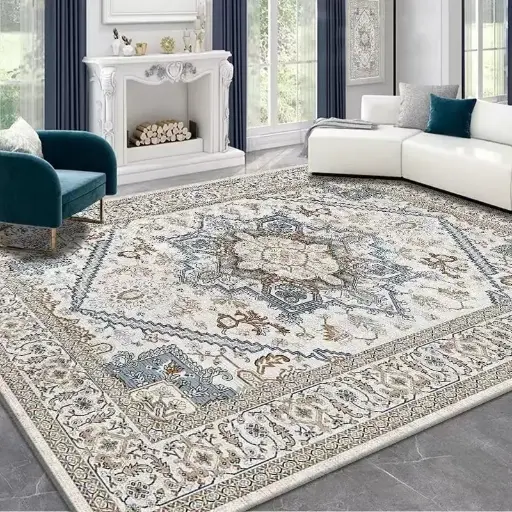 Vintage Floral Royal Rug Blue-Beige-White Carpet