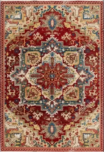 [S50muaz200x300] Royal Red and Multicolor Traditional Persian Style Red Carpet